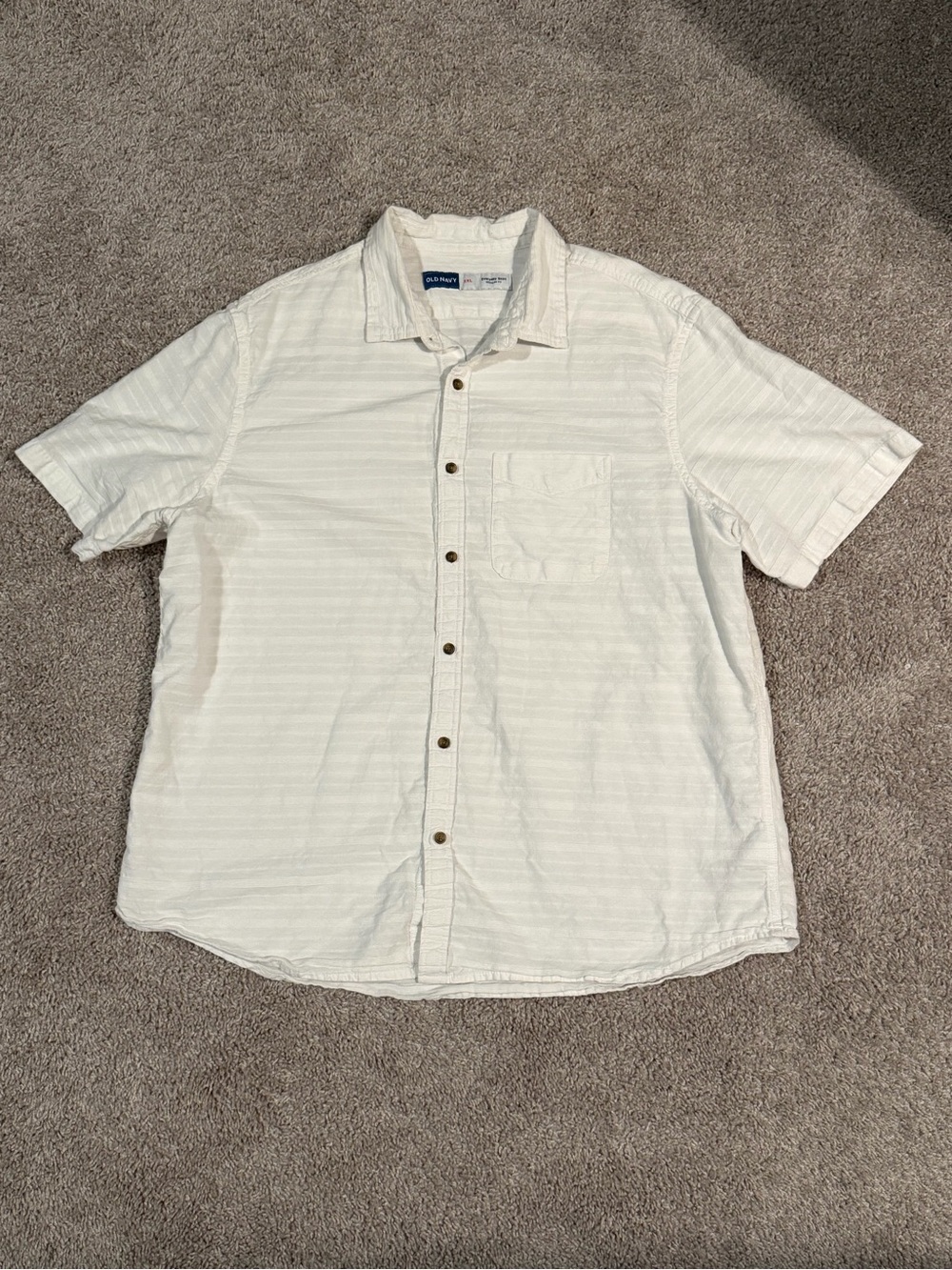 Old Navy White Textured Short Sleeve Button Up Mens XXL